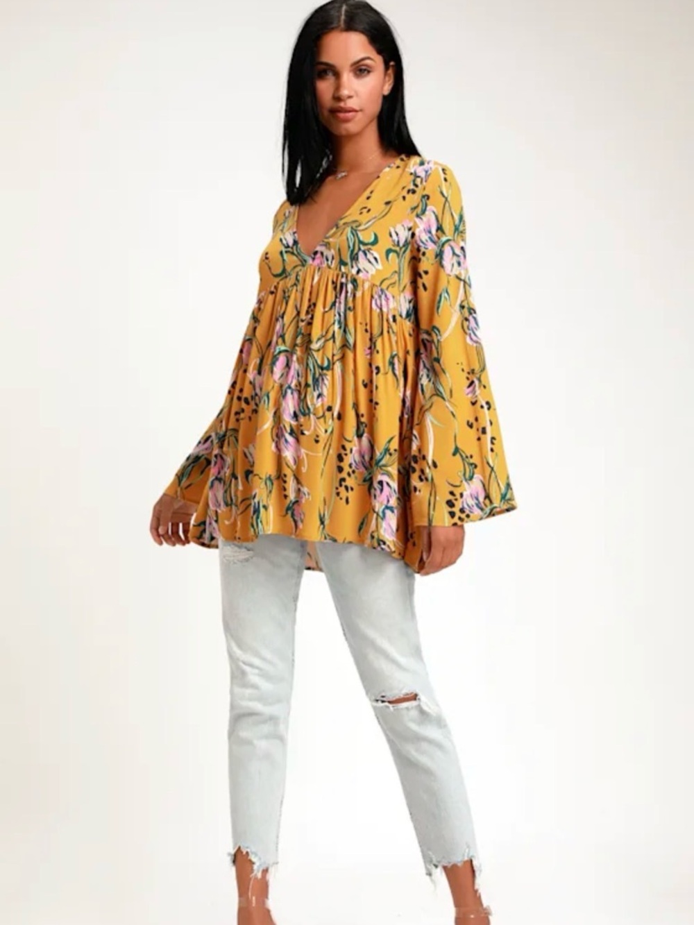 Free People Bella Printed Floral Tunic